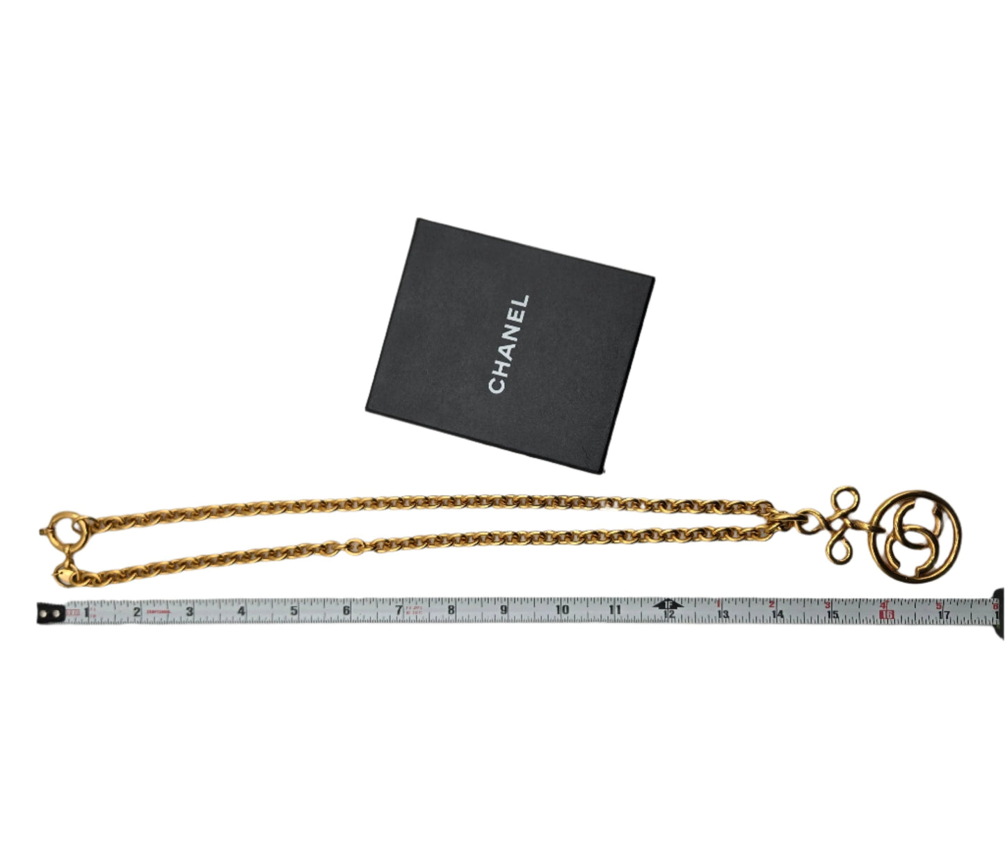 #18 - Chanel Coco Mark Round Circle Necklace Gold Plated