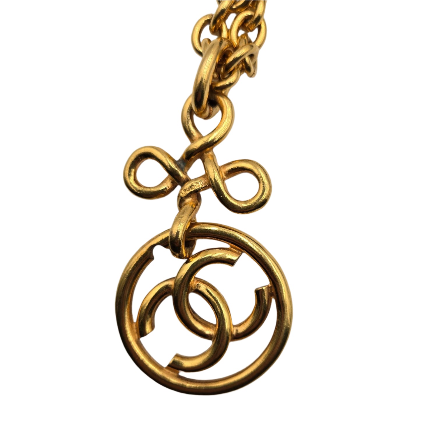 #18 - Chanel Coco Mark Round Circle Necklace Gold Plated