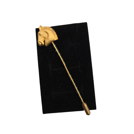 HERMES Cheval Gold Plated Horse Head Pin / Brooch - VIINTAGE