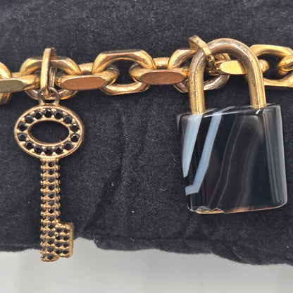 Louis Vuitton Bracelet Padlock Key Metal Gold x Black M75435 - RARE/VINTAGE