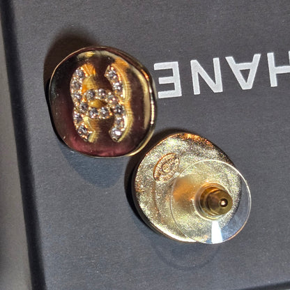 CHANEL Metal Coco Mark Rhinestone Earrings