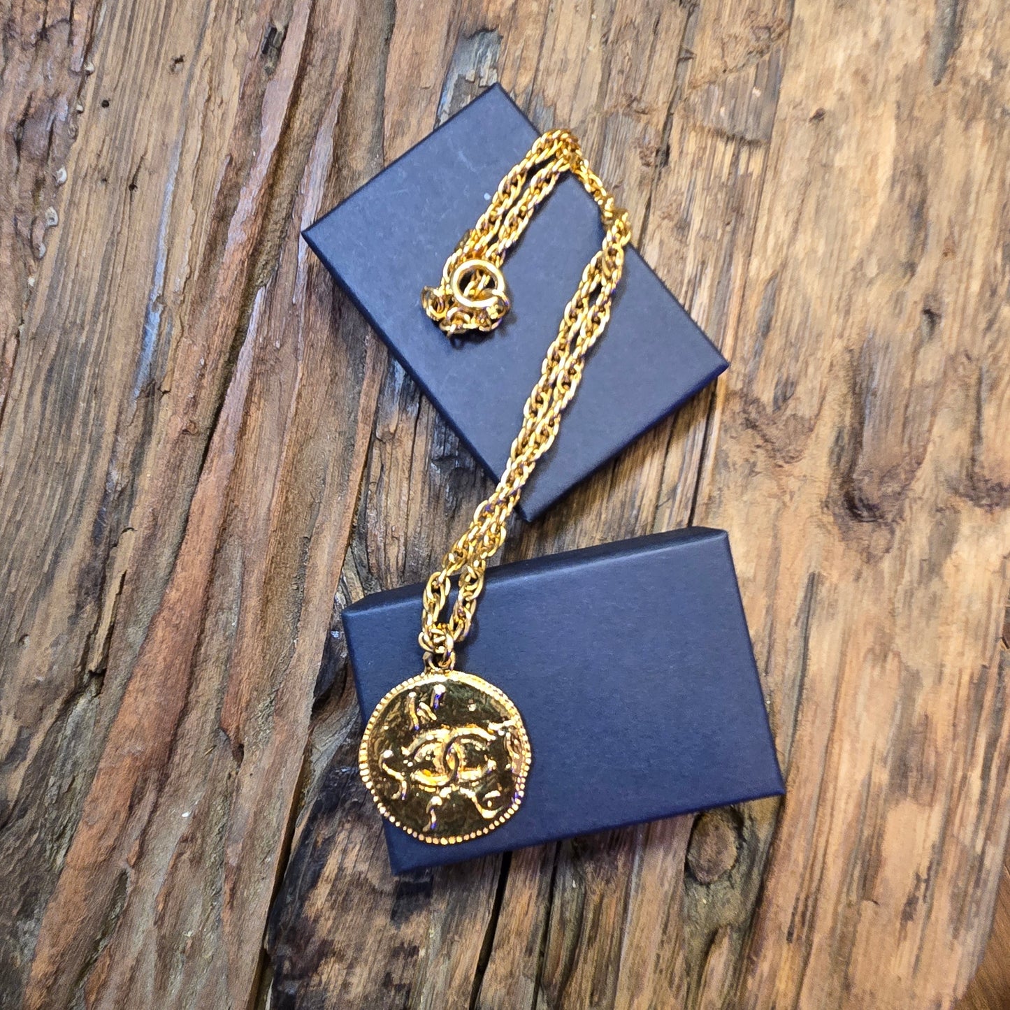 Chanel Necklace Coco Mark Circle GP Plated Gold