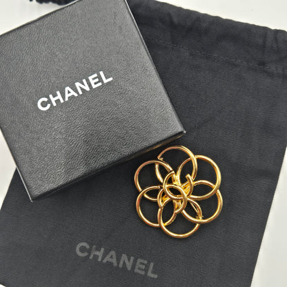 Chanel Flower Brooch Centered with CC Logo, 1996