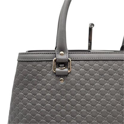 GUCCI Micro Guccissima Tote Bag Handbag Shoulder Leather Grey 510291