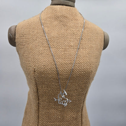 Christian Dior Necklace Heart Arrow Metal Silver - Like New