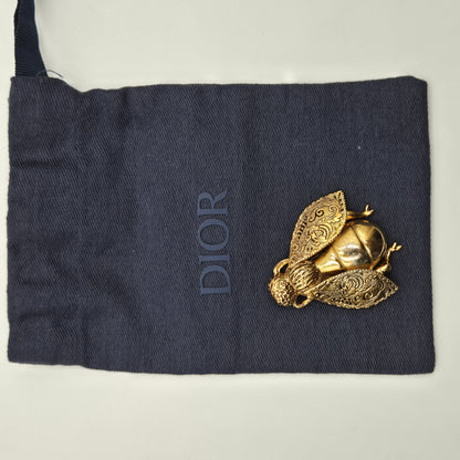 Christian Dior Gold Plated Bee Motif Brooch Golden - Vintage
