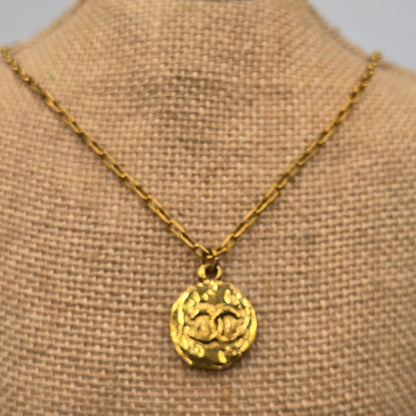 CHANEL Coco Mark GP Round Gold Necklace