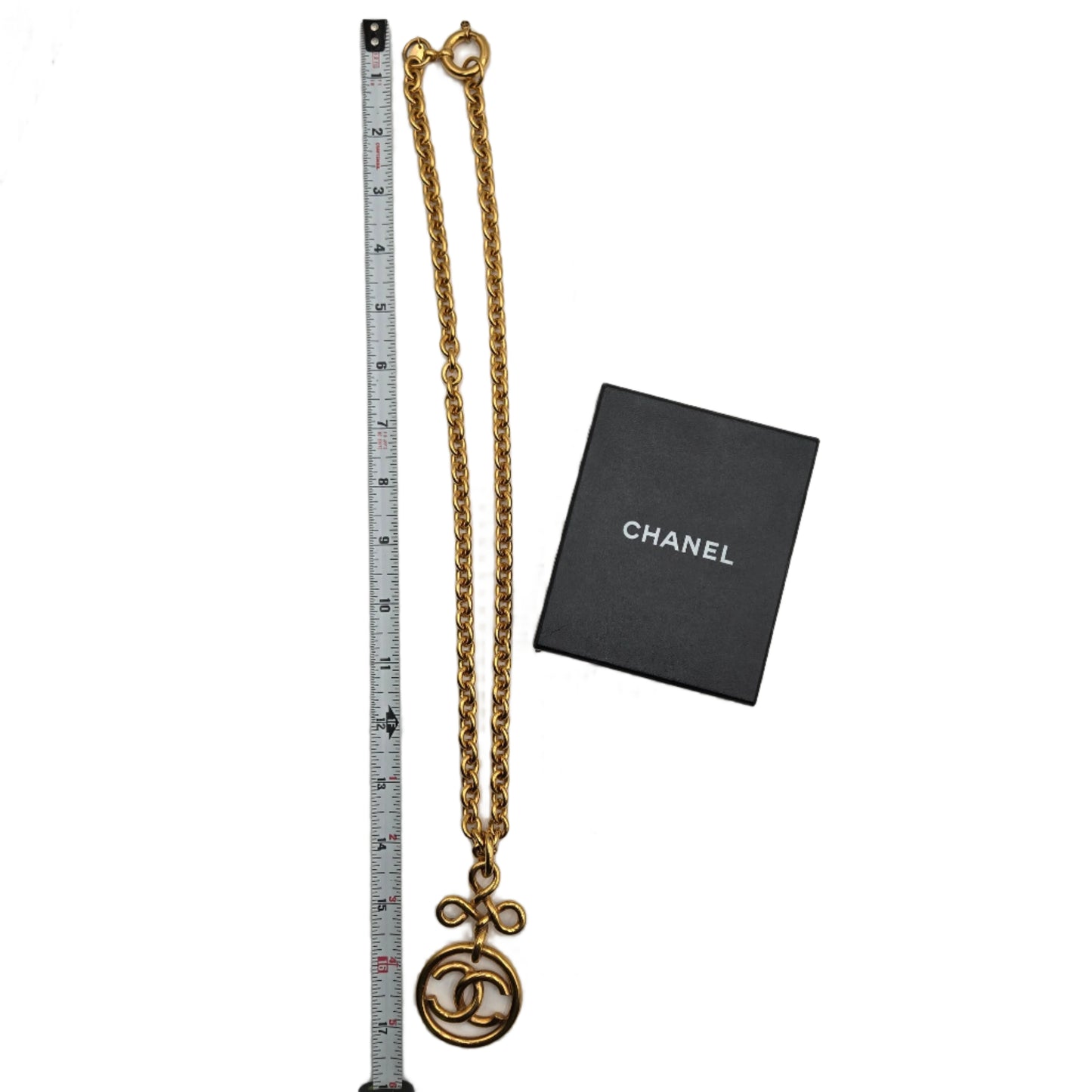 #18 - Chanel Coco Mark Round Circle Necklace Gold Plated