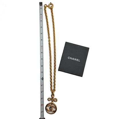 #18 - Chanel Coco Mark Round Circle Necklace Gold Plated