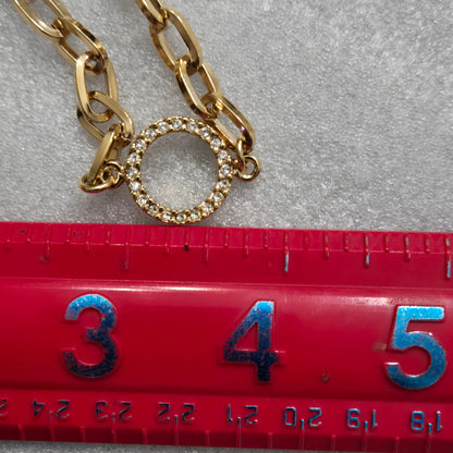 CHANEL Coco Mark Chain Necklace Pendant GP Plastic Studs Rhinestone Ivory Gold 06A