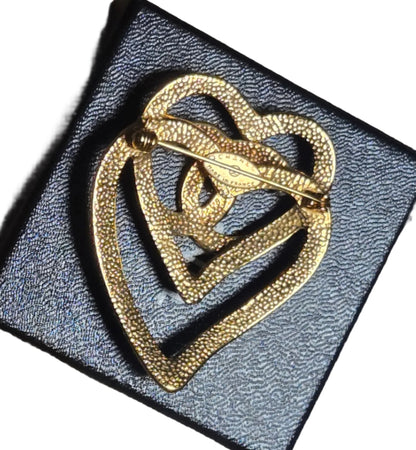 CHANEL Coco Mark Double Heart 95P Brooch