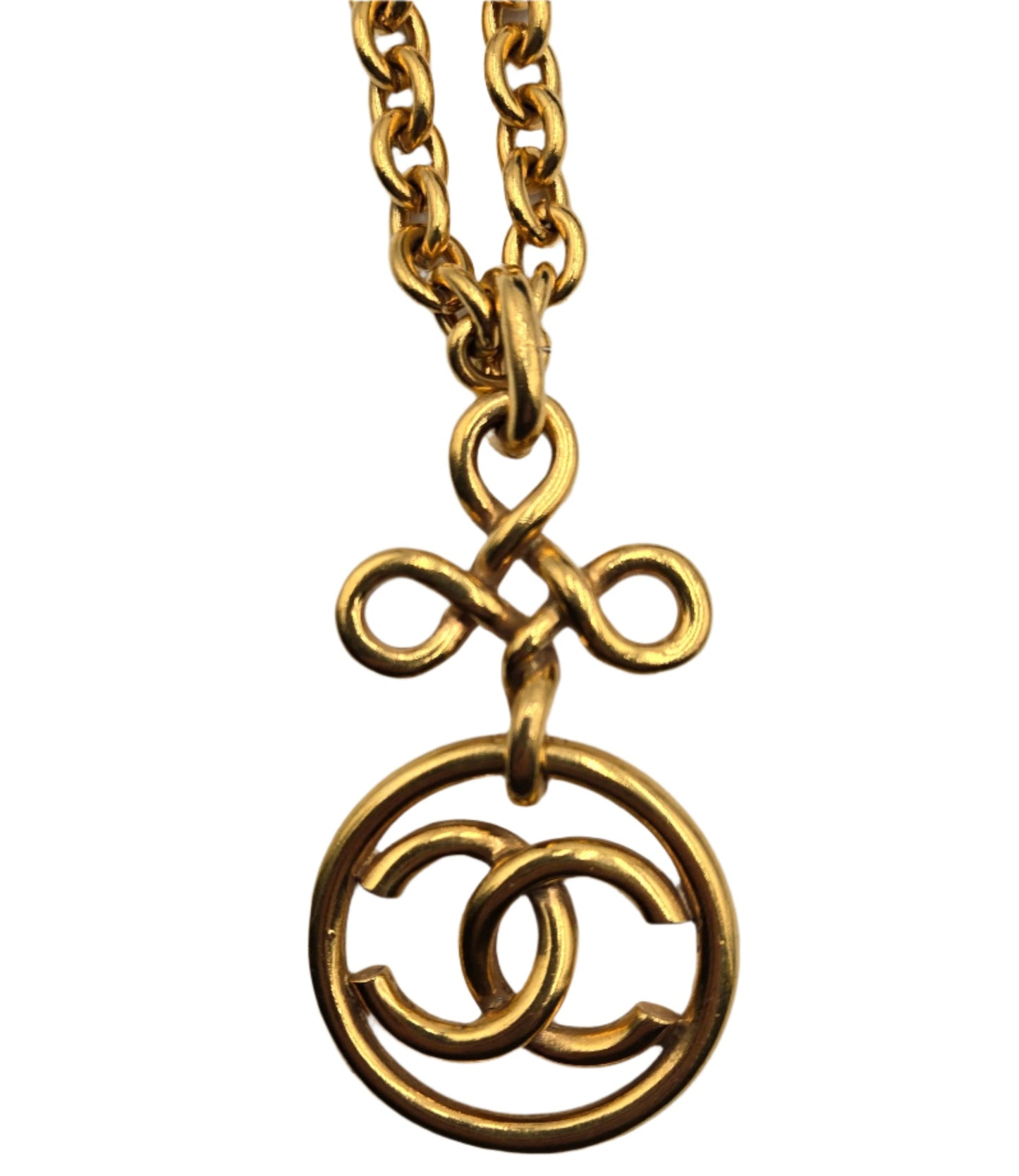 #18 - Chanel Coco Mark Round Circle Necklace Gold Plated