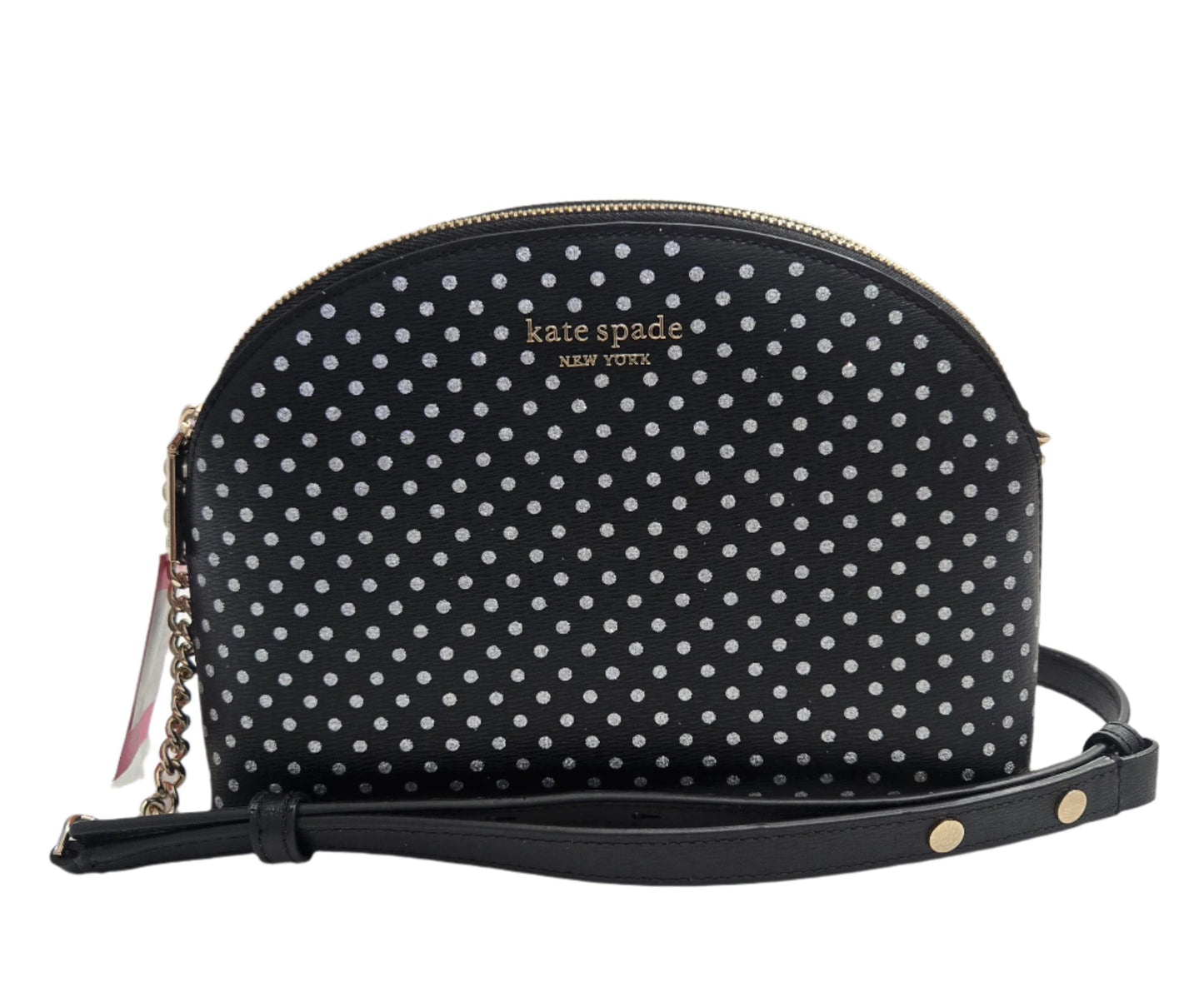 Kate Spade New York Spencer Metallic Dots Double Zip Crossbody Black - NEW