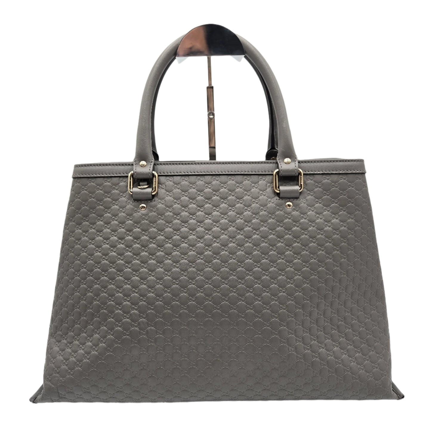 GUCCI Micro Guccissima Tote Bag Handbag Shoulder Leather Grey 510291