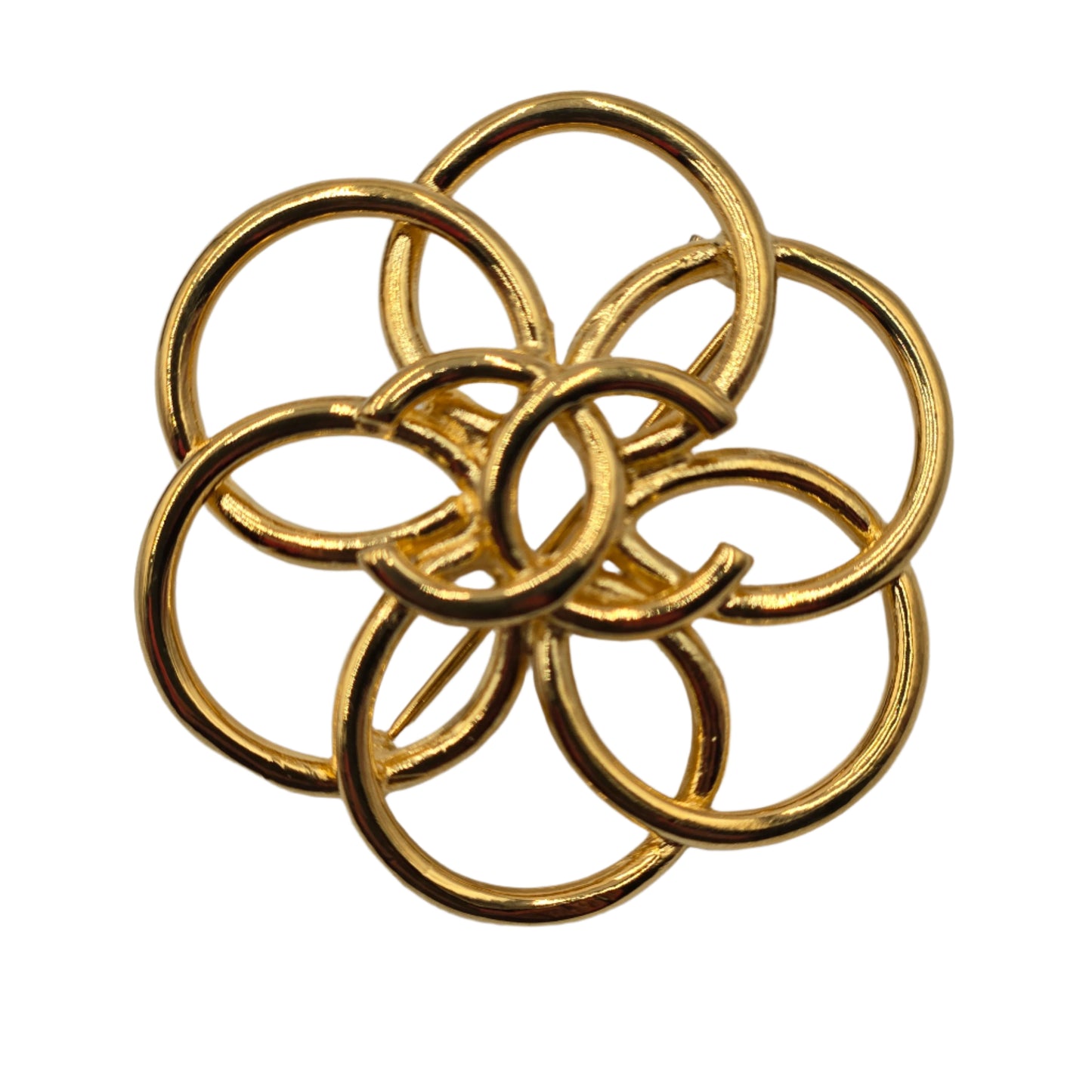 Chanel Flower Brooch Centered with CC Logo, 1996
