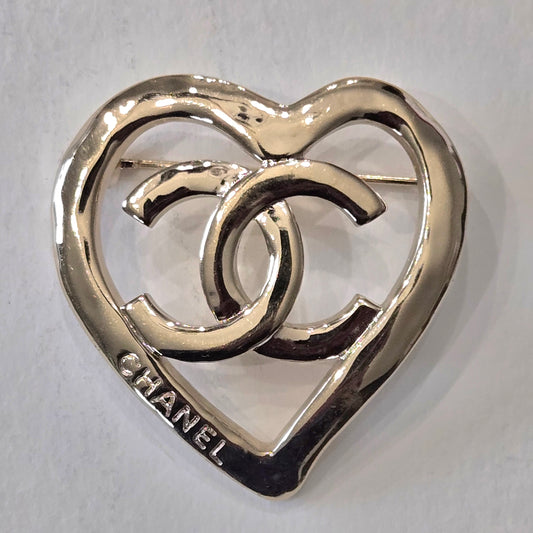 Chanel  CC Heart Brooch - Authentic