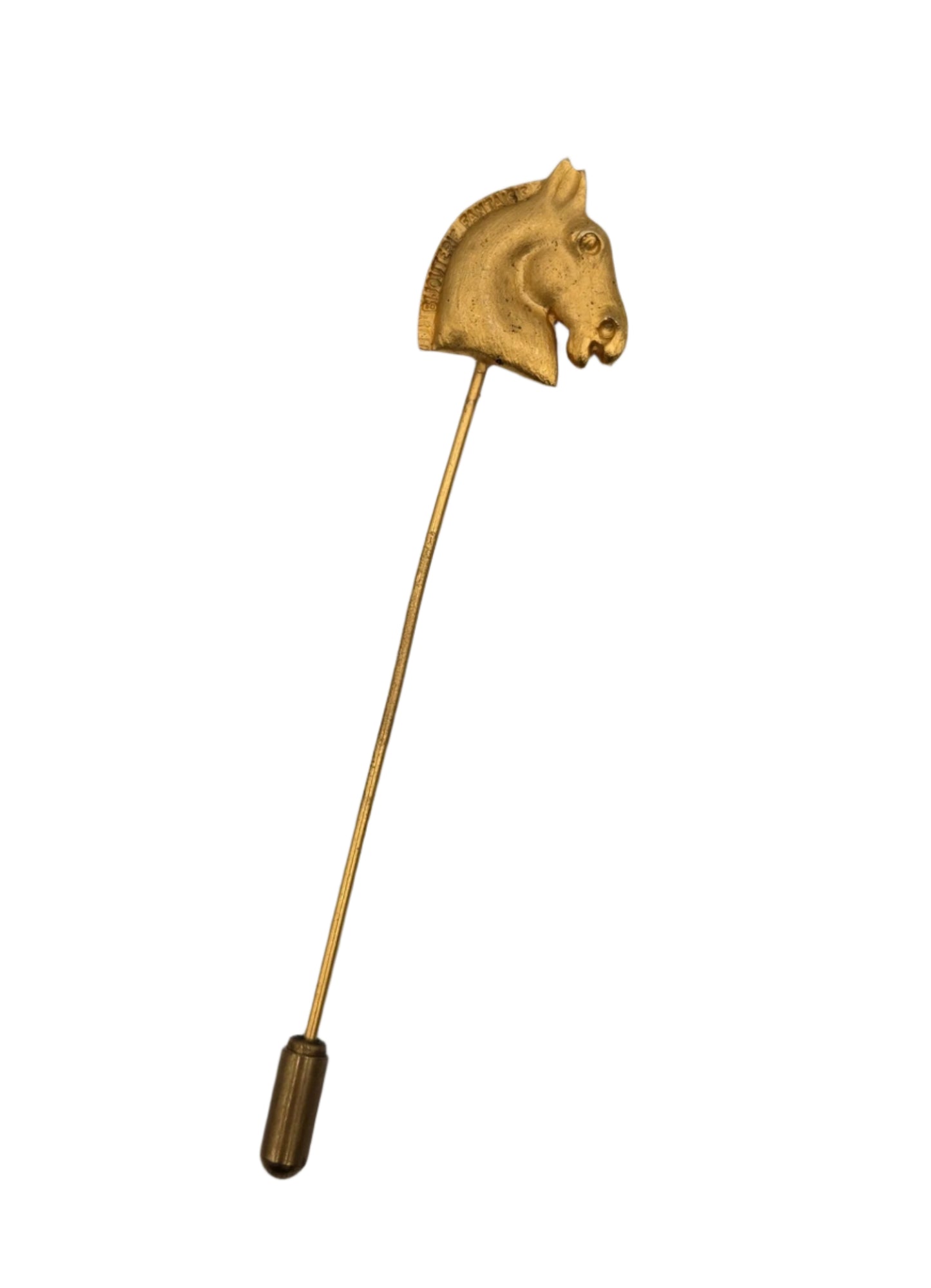 HERMES Cheval Gold Plated Horse Head Pin / Brooch - VIINTAGE