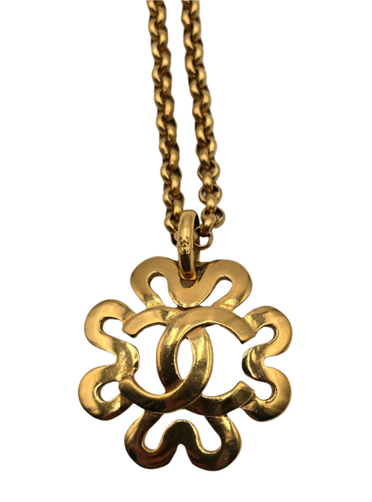 Chanel Vintage CC Clover Pendant Necklace