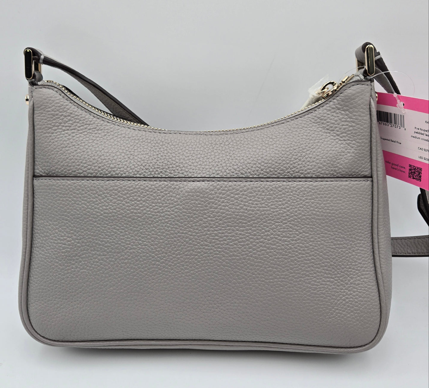 Kate Spade New York Bradley Pebbled Leather Medium Crossbody True Taupe, New w/Tags