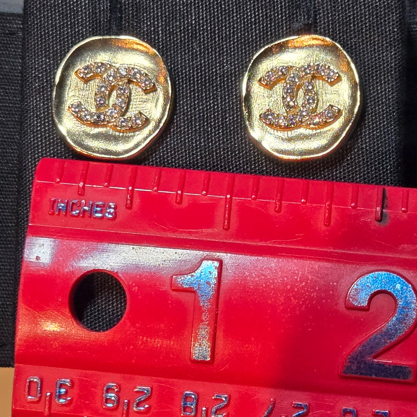 CHANEL Metal Coco Mark Rhinestone Earrings