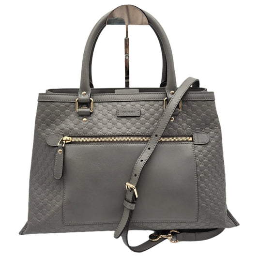 GUCCI Micro Guccissima Tote Bag Handbag Shoulder Leather Grey 510291