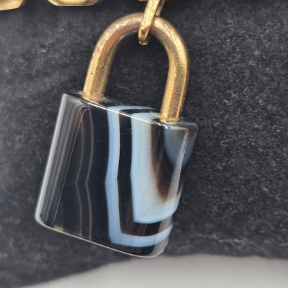 Louis Vuitton Bracelet Padlock Key Metal Gold x Black M75435 - RARE/VINTAGE
