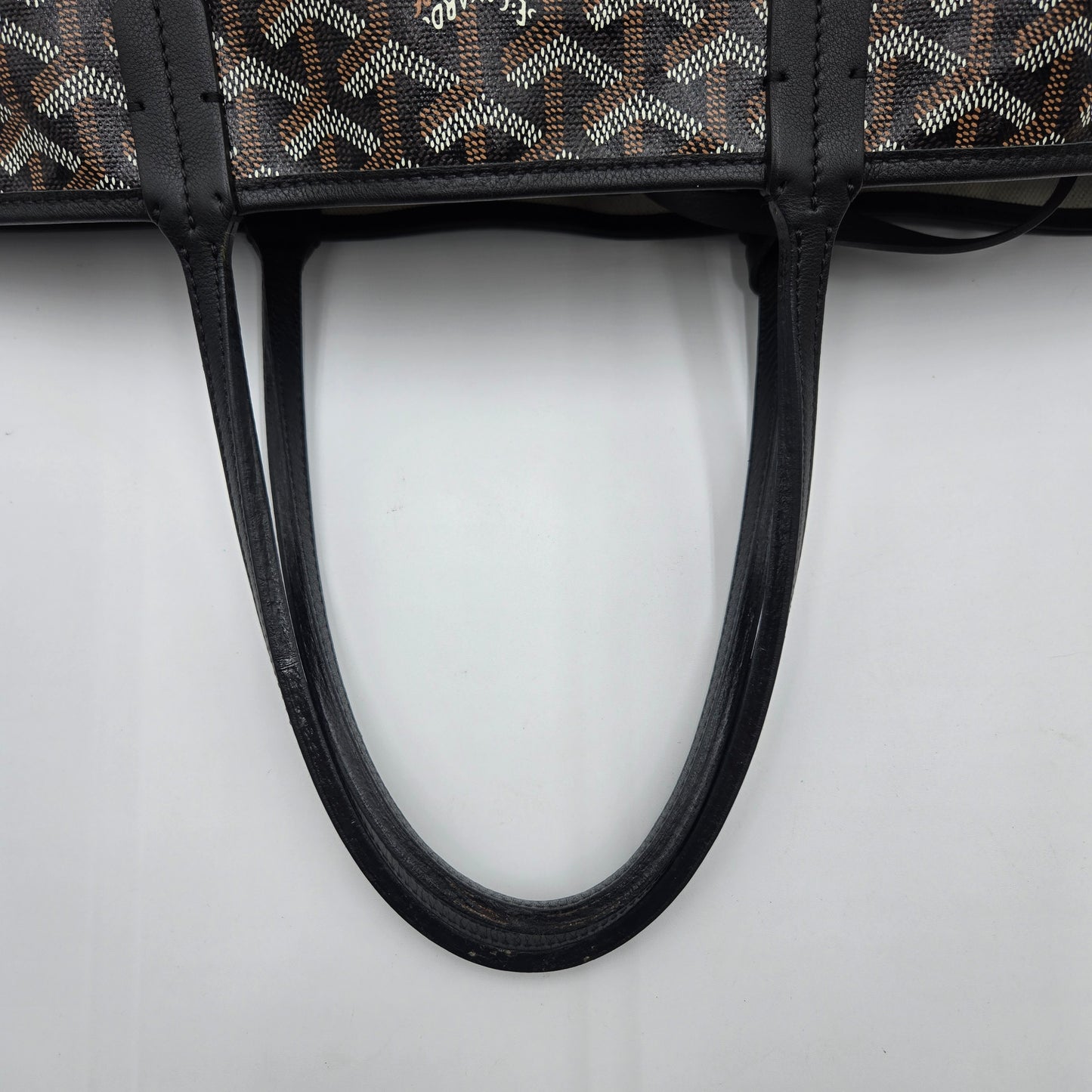 GOYARD Saint Louis PM Tote Bag Leather Herringbone Black Silver Hardware- NEW