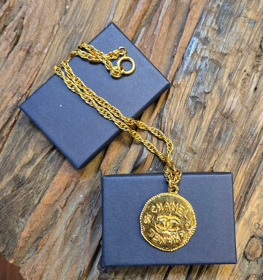 Chanel Necklace Coco Mark Circle GP Plated Gold