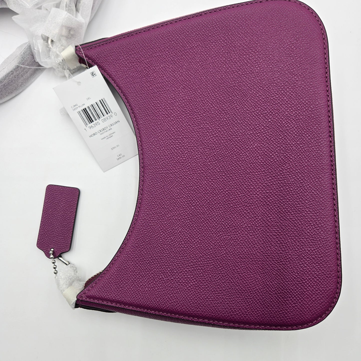 COACH Hobo Crossbody in Cross grain, Deep Plum