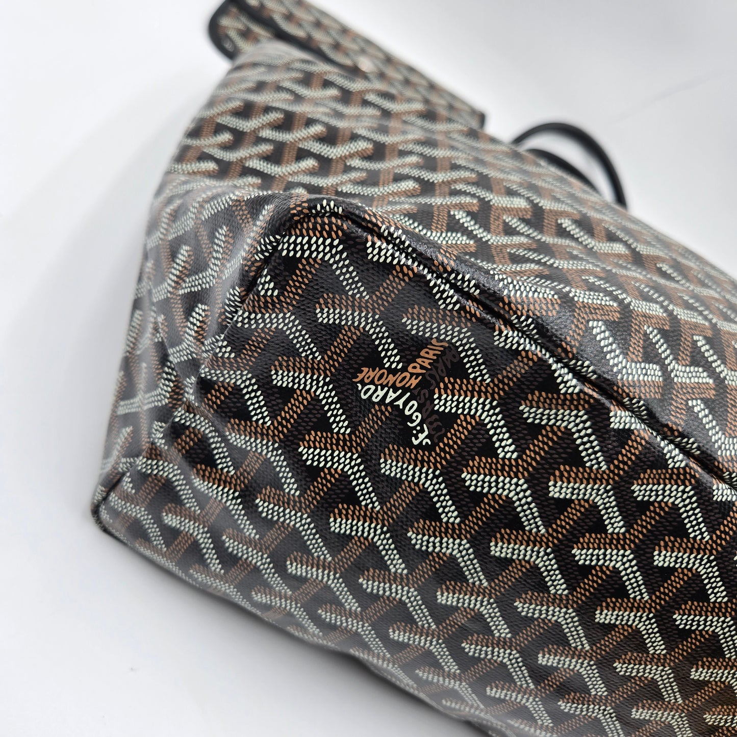 GOYARD Saint Louis PM Tote Bag Leather Herringbone Black Silver Hardware- NEW