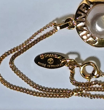 Chanel Necklace Circle GP Plated Fake Pearl Gold