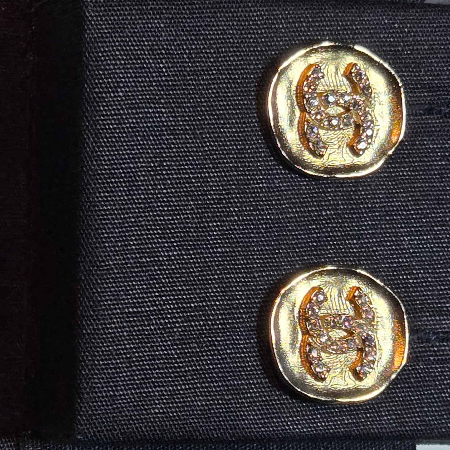 CHANEL Metal Coco Mark Rhinestone Earrings