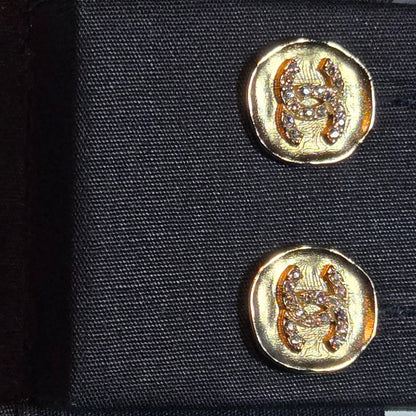 CHANEL Metal Coco Mark Rhinestone Earrings