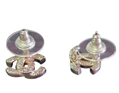 CHANEL earrings Coco mark metal rhinestone silver
