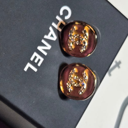 CHANEL Metal Coco Mark Rhinestone Earrings