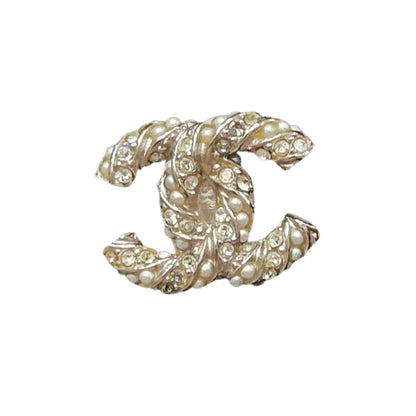 CHANEL earrings Coco Mark CC rhinestone pearl motif 18