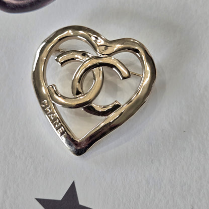 Chanel  CC Heart Brooch - Authentic