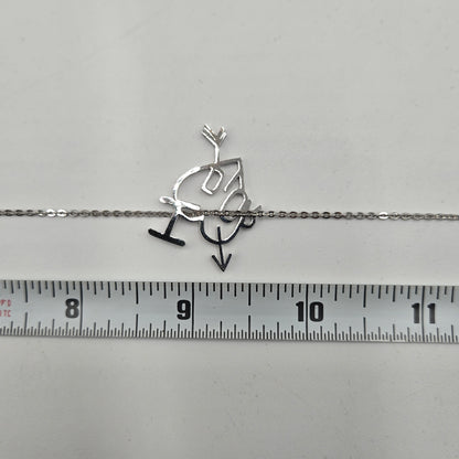 Christian Dior Necklace Heart Arrow Metal Silver - Like New
