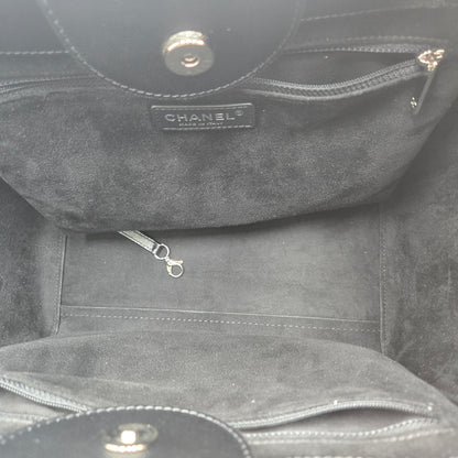 CHANEL Deauville 2way Chain Tote Shoulder Bag Studs Caviar Skin Black A57069