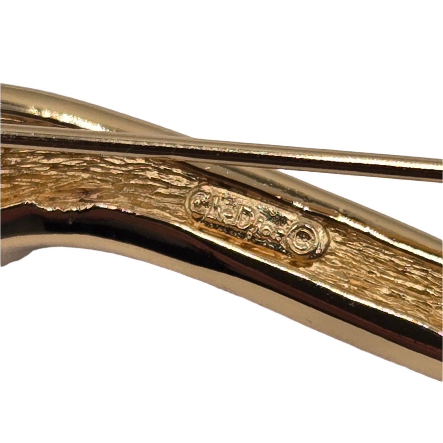 Christian Dior Dior Rotating Pin Type Leaf Motif Pave Bijou Christian Gold Brooch