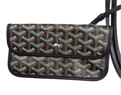 GOYARD Saint Louis PM Tote Bag Leather Herringbone Black Silver Hardware- NEW