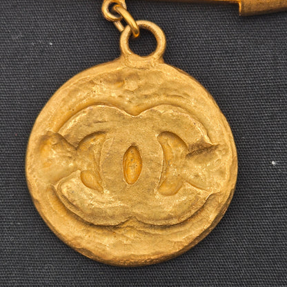 Chanel Preloved CC Gold Medallion Brooch