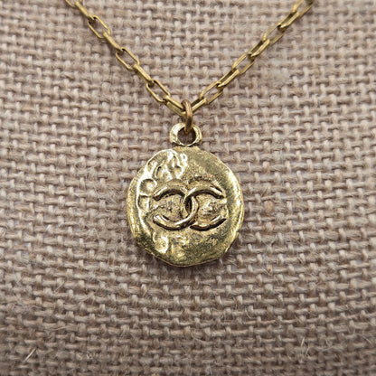 CHANEL Coco Mark GP Round Gold Necklace