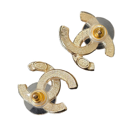 CHANEL Earrings Coco Mark CC Gold Rhinestone C23