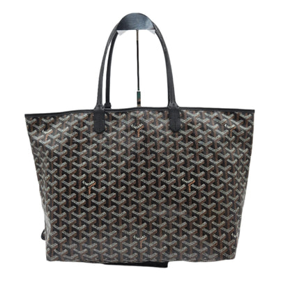 GOYARD Saint Louis PM Tote Bag Leather Herringbone Black Silver Hardware- NEW