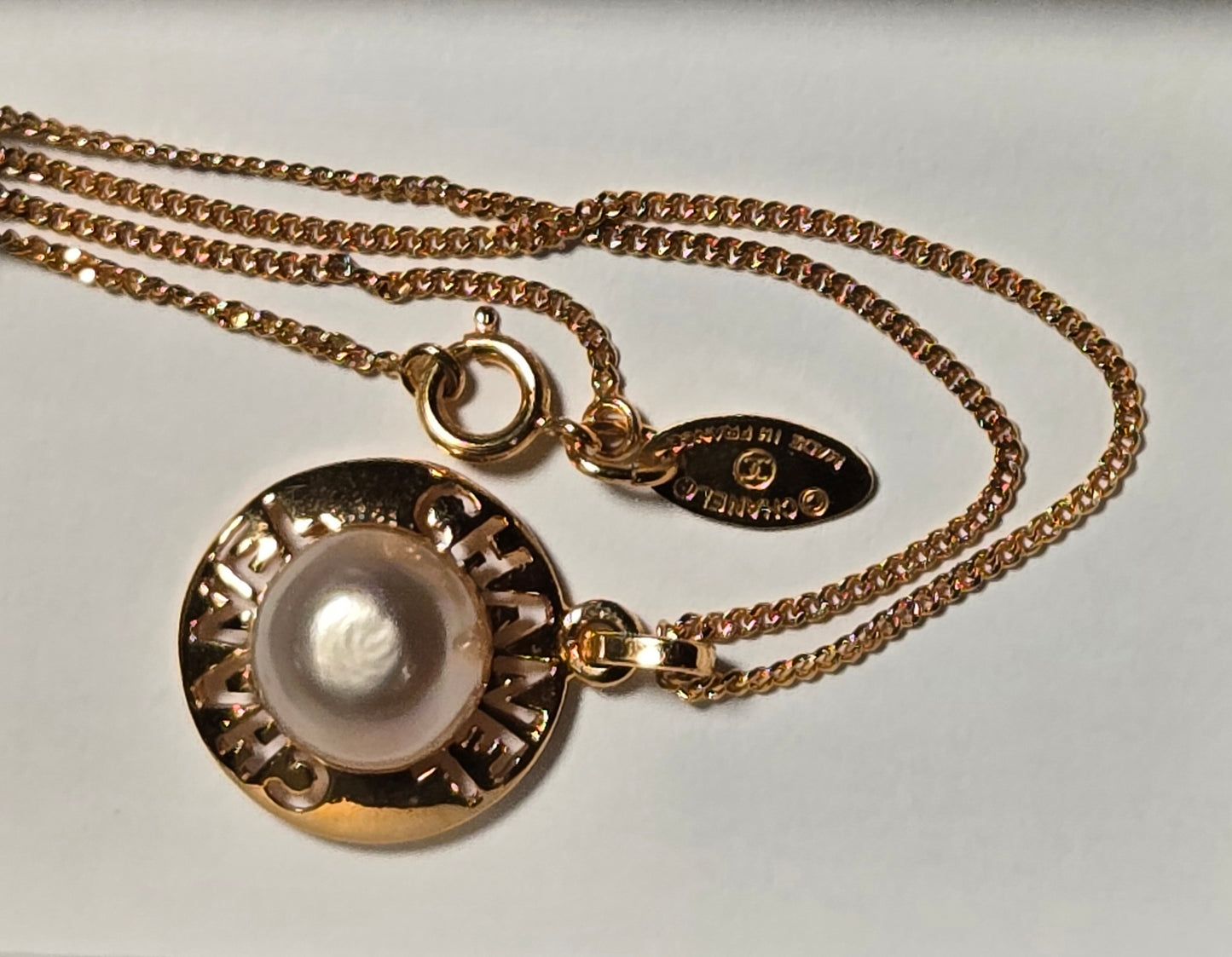 Chanel Necklace Circle GP Plated Fake Pearl Gold
