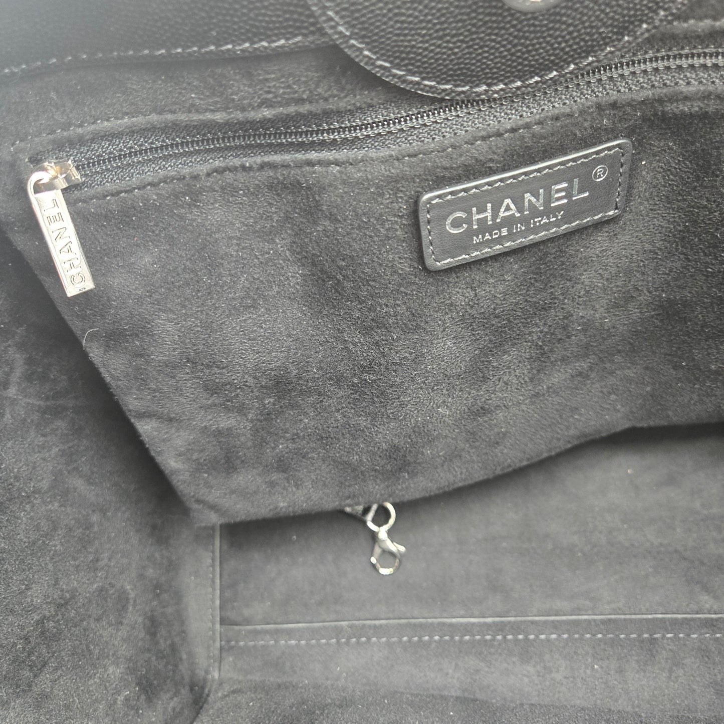 CHANEL Deauville 2way Chain Tote Shoulder Bag Studs Caviar Skin Black A57069