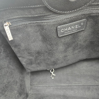 CHANEL Deauville 2way Chain Tote Shoulder Bag Studs Caviar Skin Black A57069