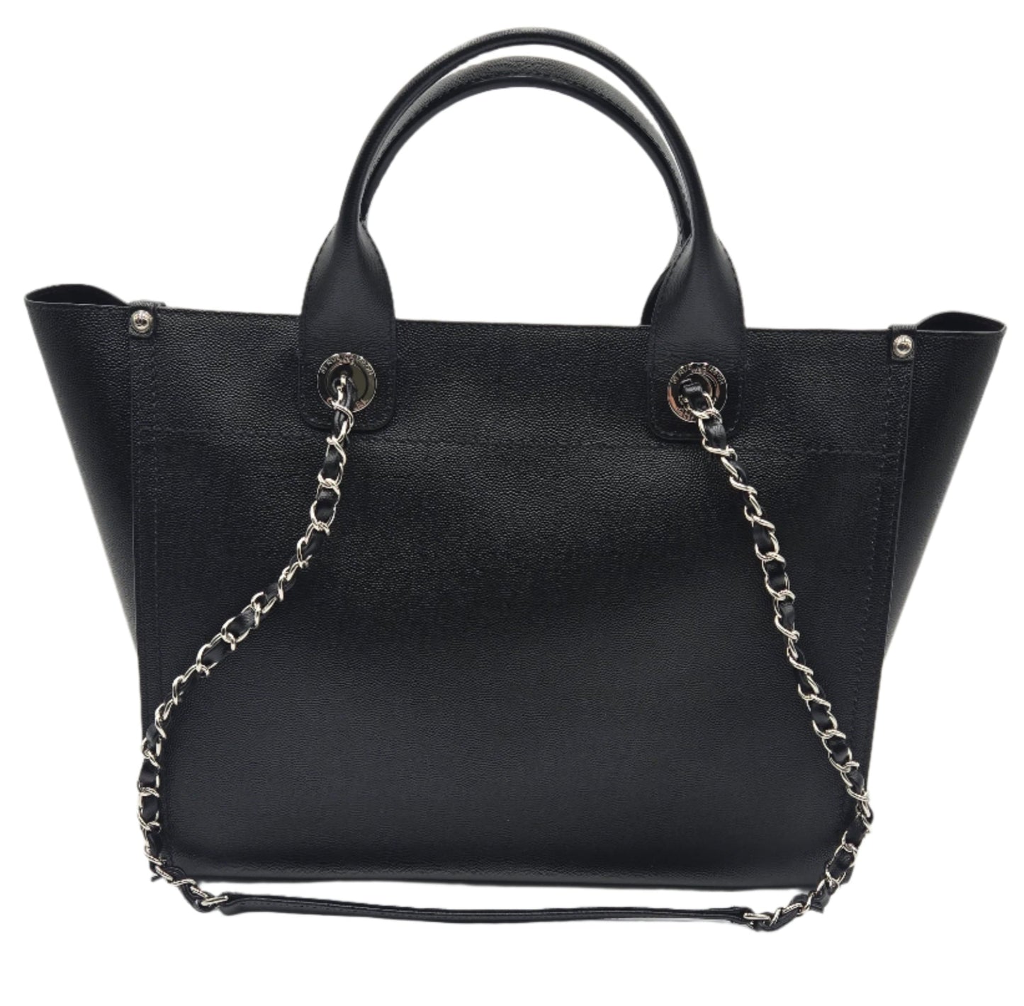 CHANEL Deauville 2way Chain Tote Shoulder Bag Studs Caviar Skin Black A57069