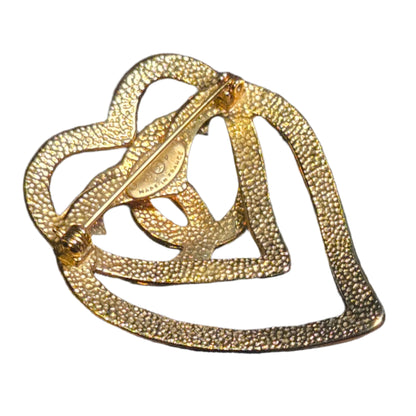 CHANEL Coco Mark Double Heart 95P Brooch